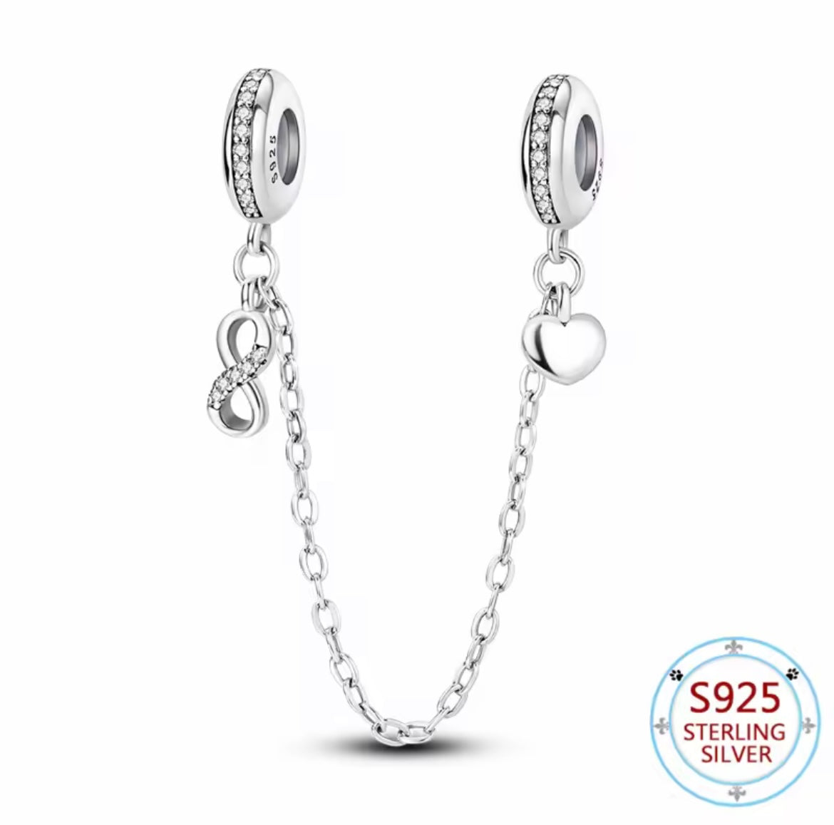 Cadena infinito y corazón colgante