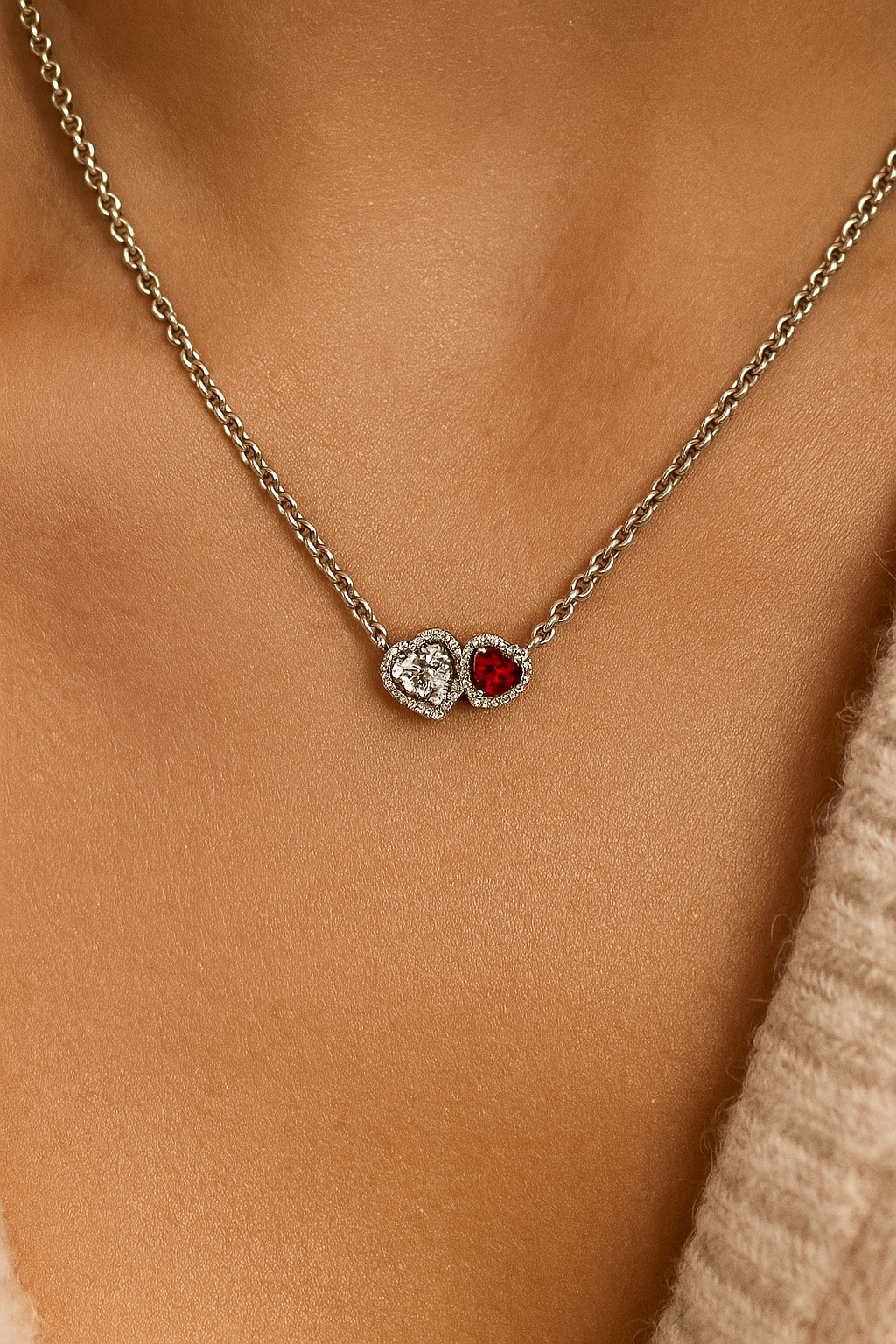 Collar dúo corazón