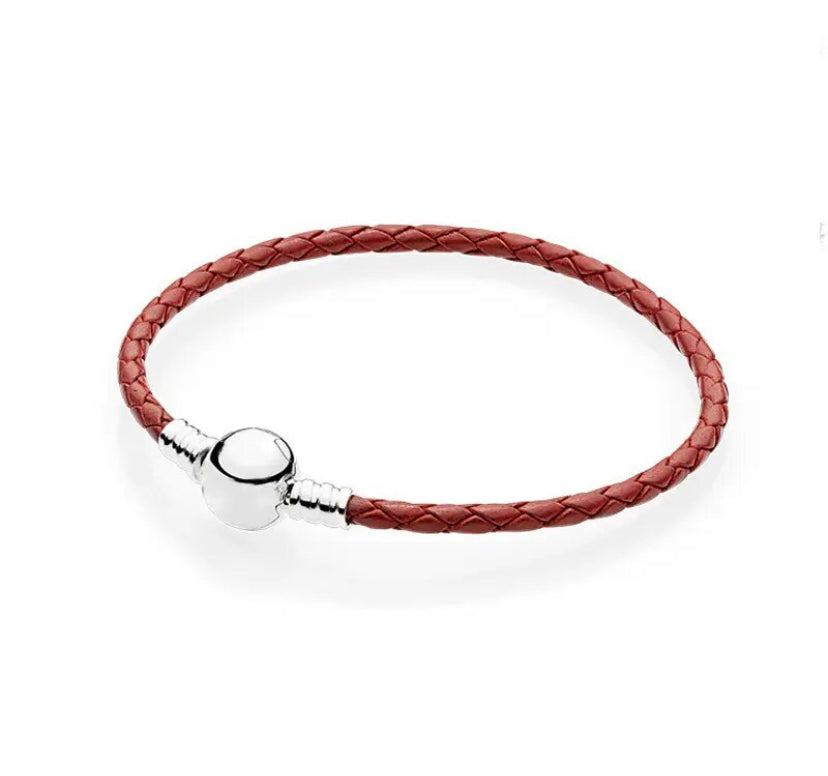 Pulsera roja plata