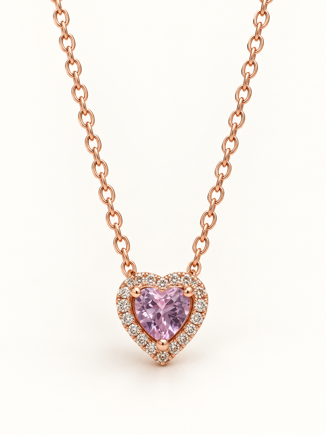 Collar corazón rose rosado