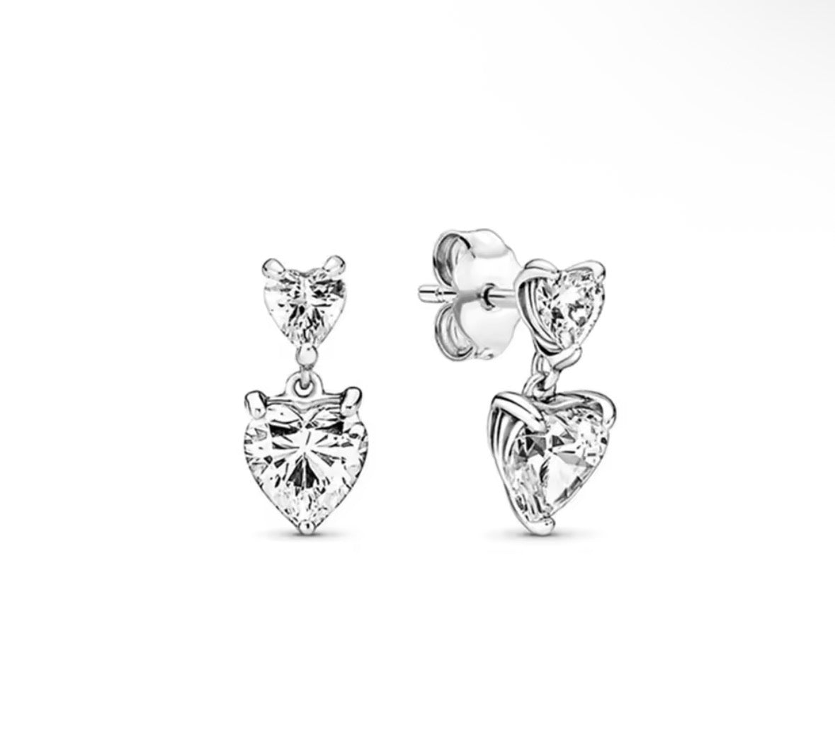 Aros doble corazón colgante