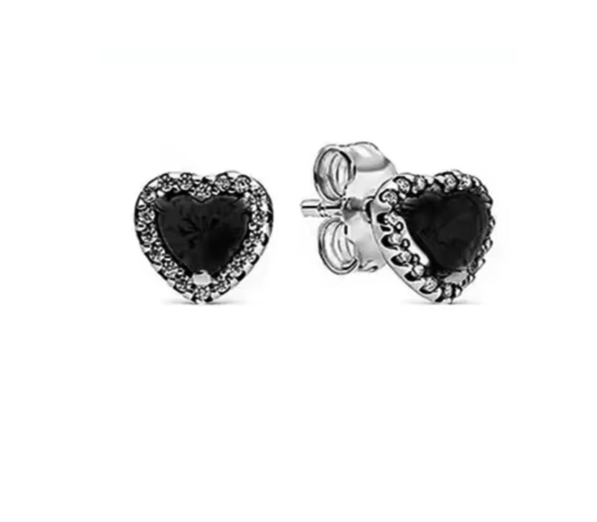 Aros corazón negro circones
