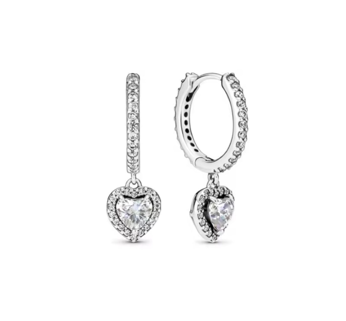 Aros corazón colgante blanco