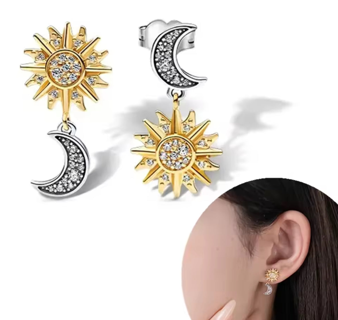 Aros sol y luna plata