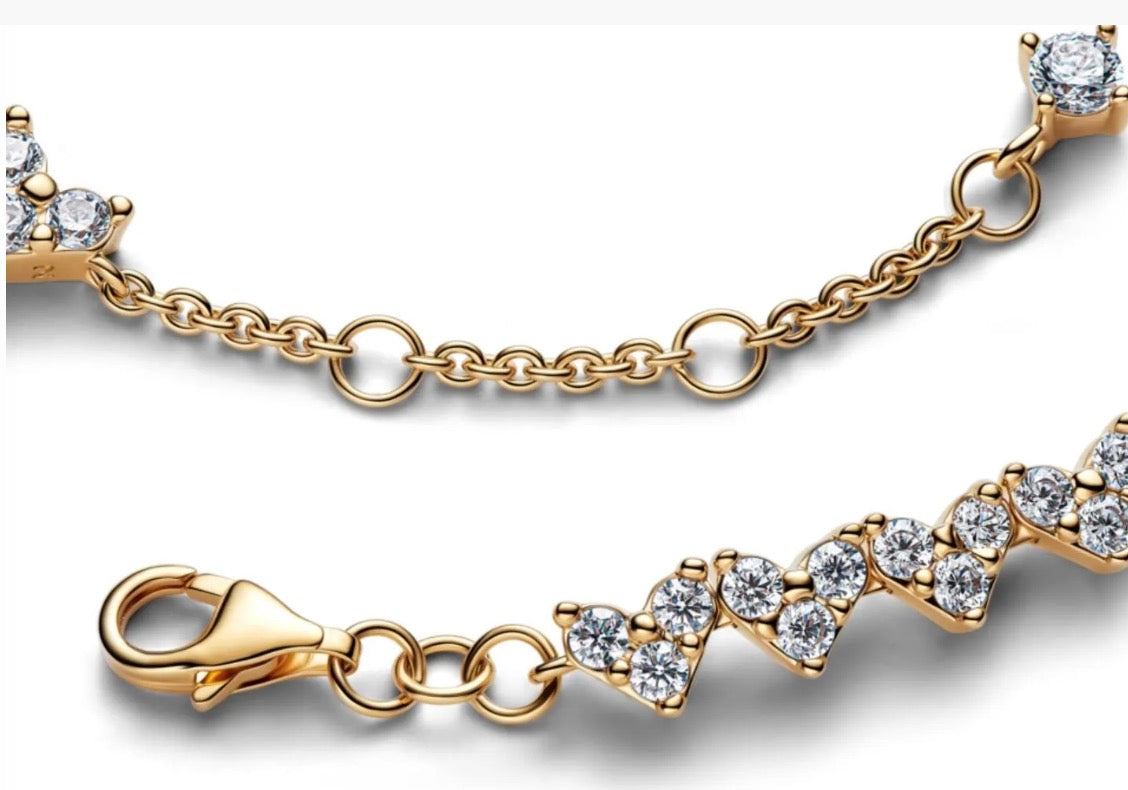 Pulsera full corazones dorado