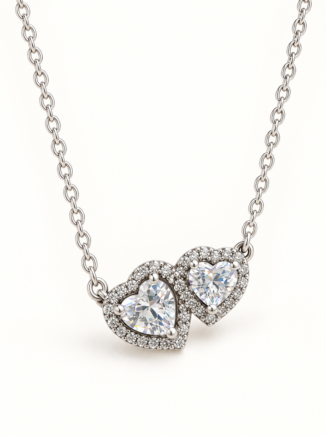 Collar dúo corazón blanco