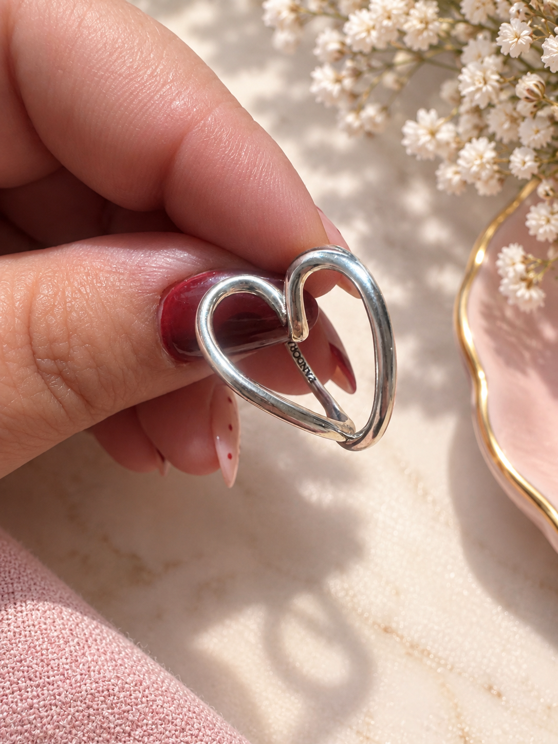 Anillo corazón orgánico plata