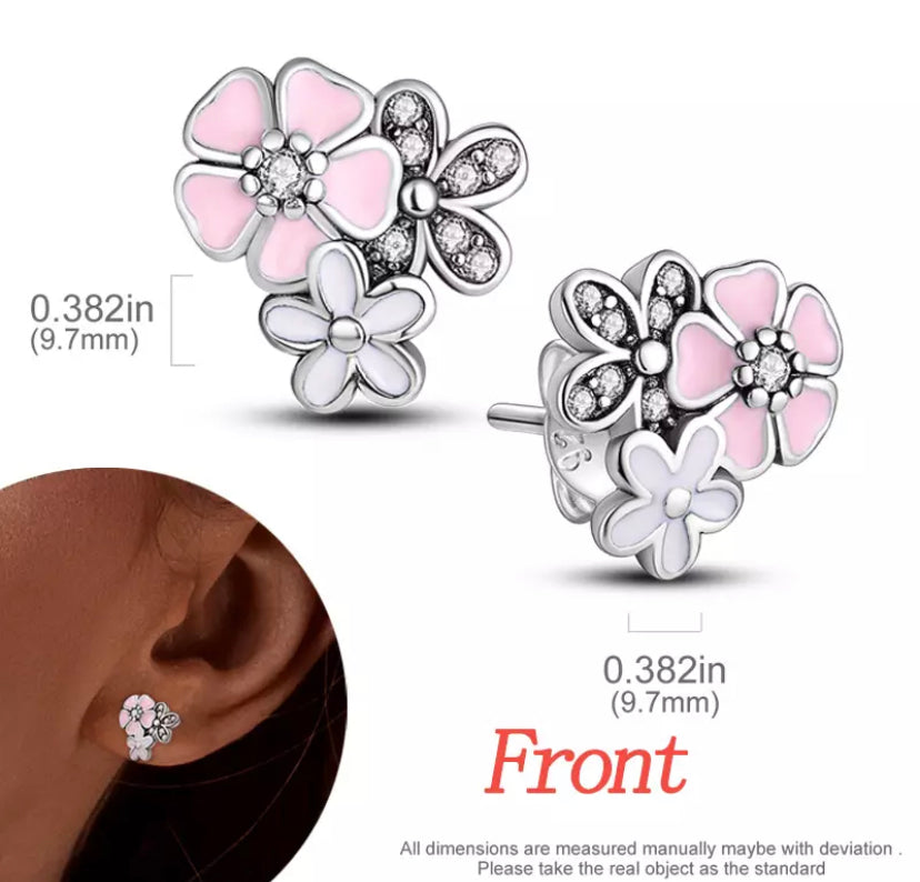 Aros 3 flores rosa