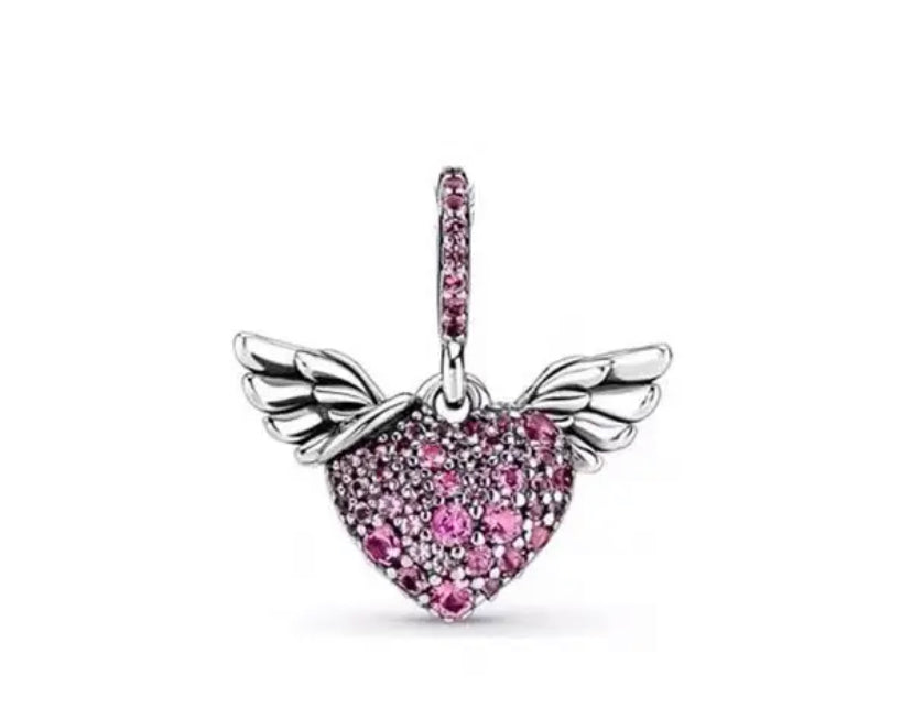 Corazón alado fucsia