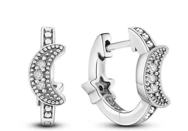 Argollitas luna y estrella circones