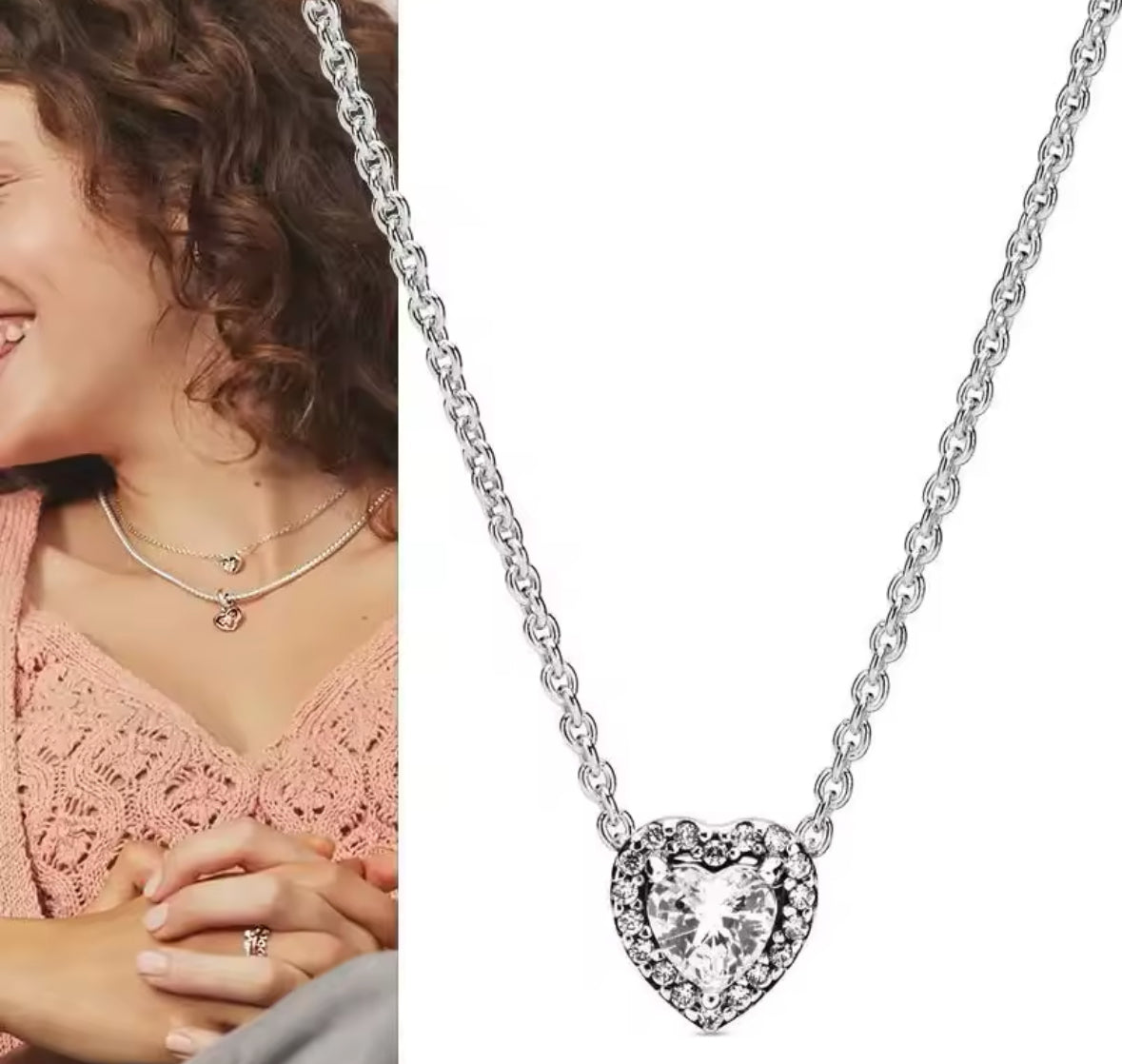 Collar corazón brillante sin logo