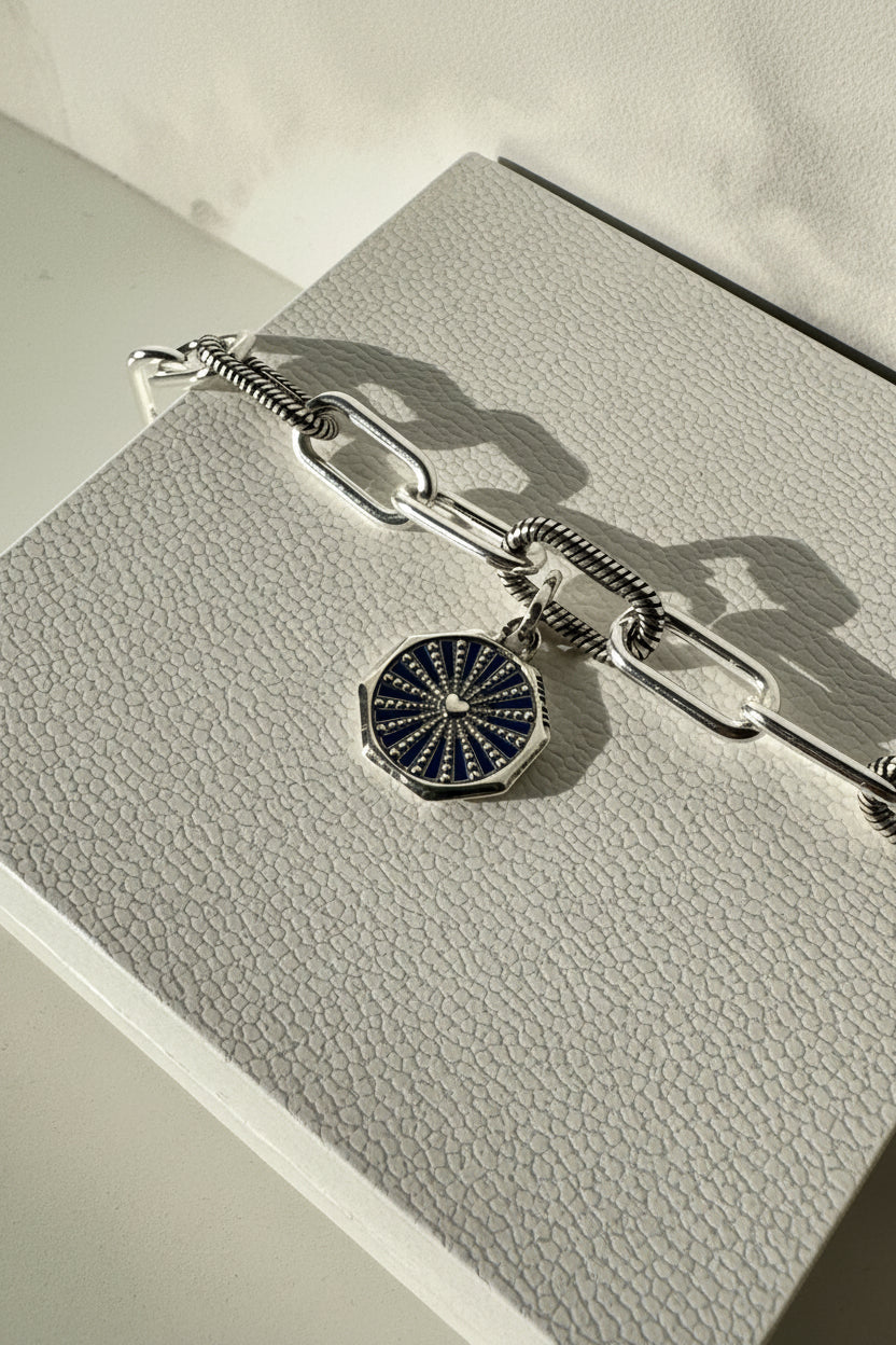 Corazón infinito azul para pulsera eslabones