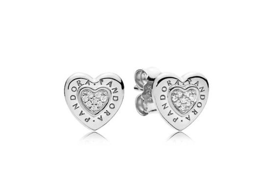 Aros corazón logo plata