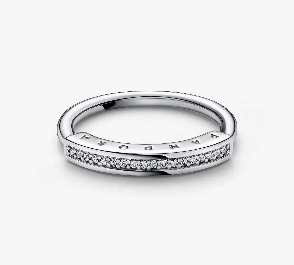 Anillo cintillo brillo logo plata