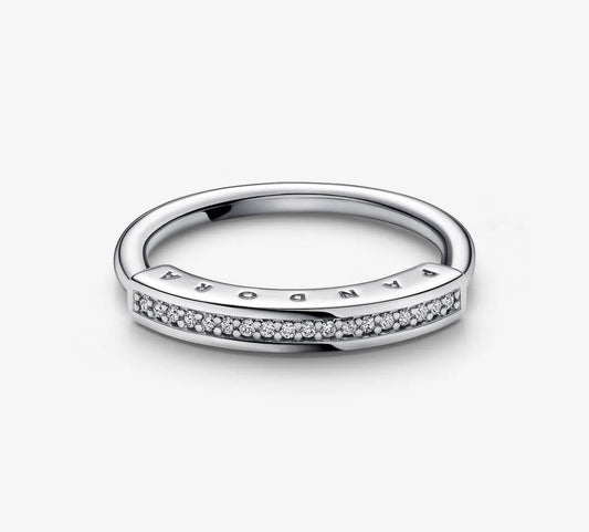 Anillo cintillo brillo logo plata