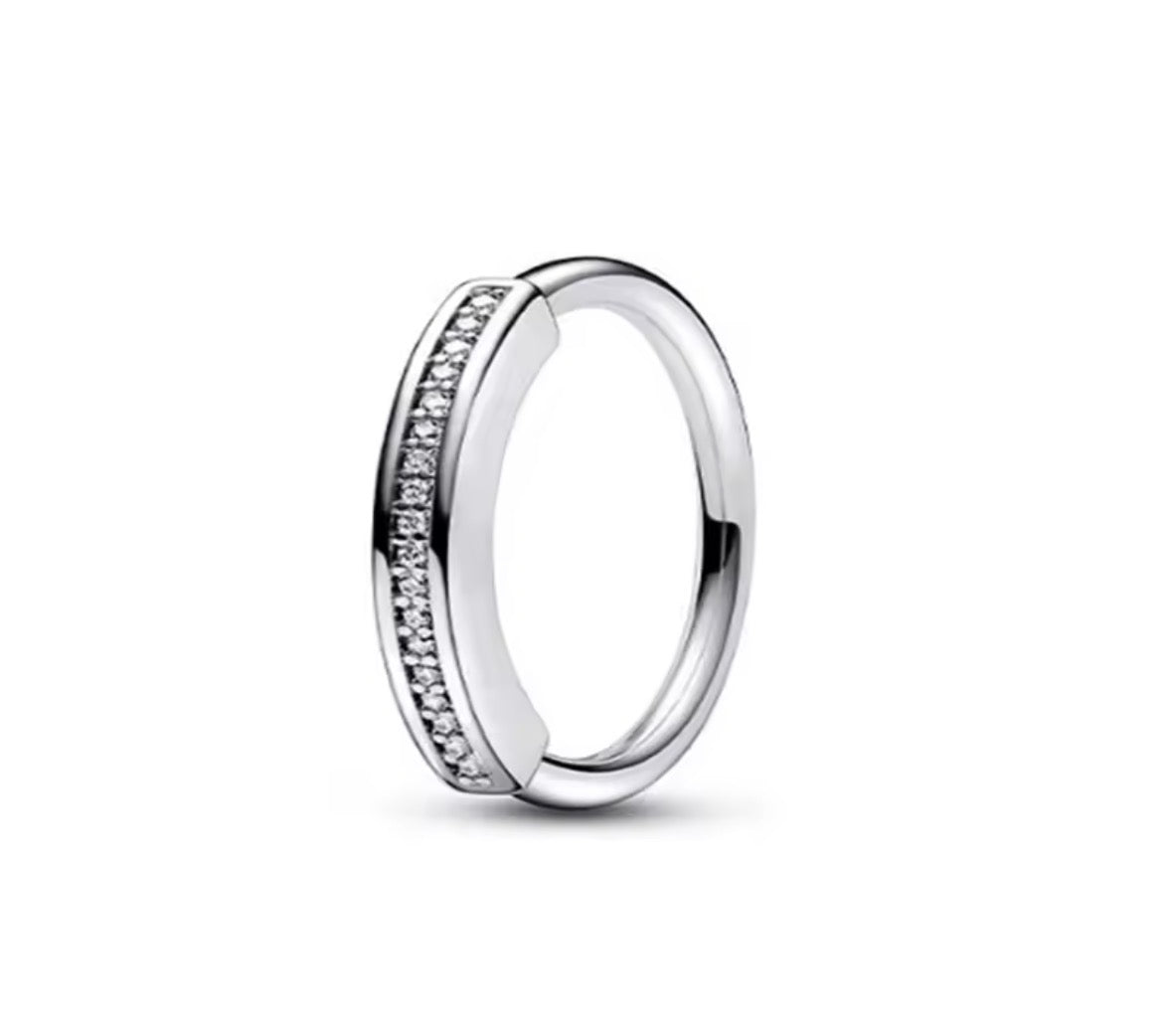 Anillo cintillo brillo logo plata