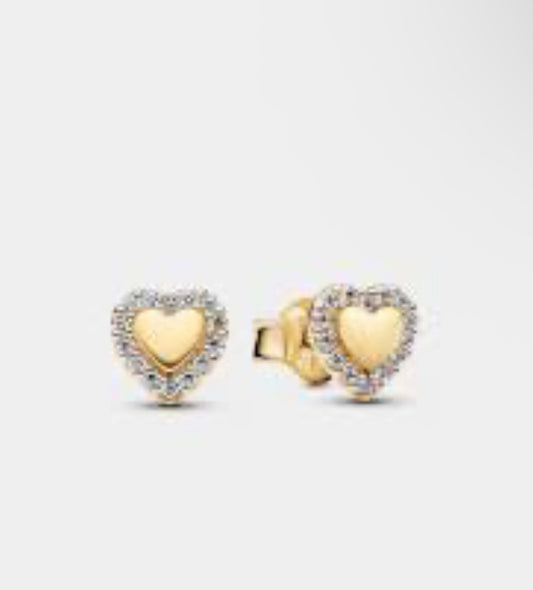 Aros corazón liso dorado