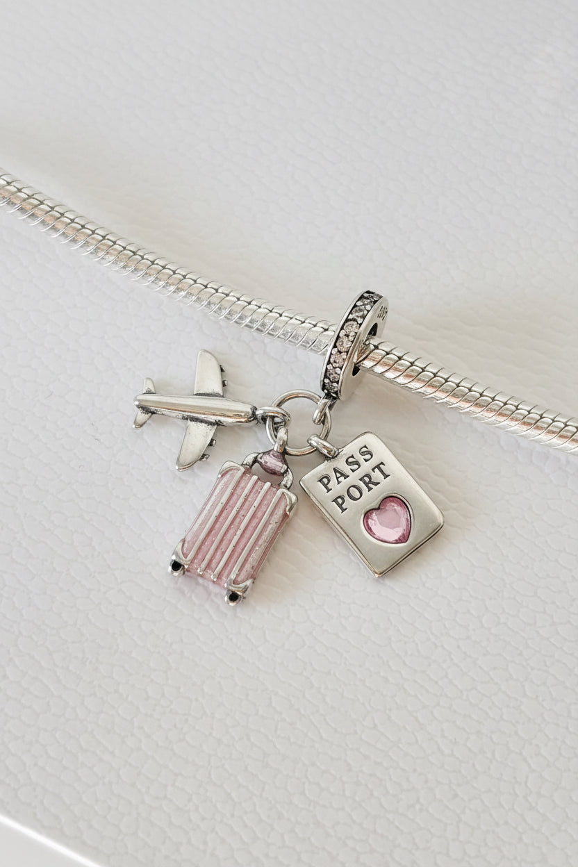 Viaje Rosa: Avión/pasaporte/maleta