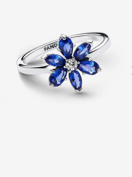 Anillo flor azul