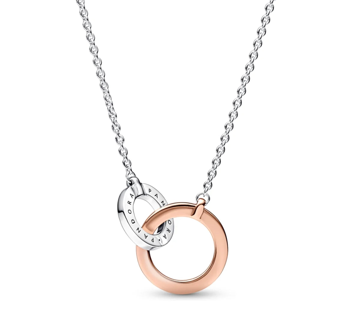 Collar doble círculo plata rose con logo