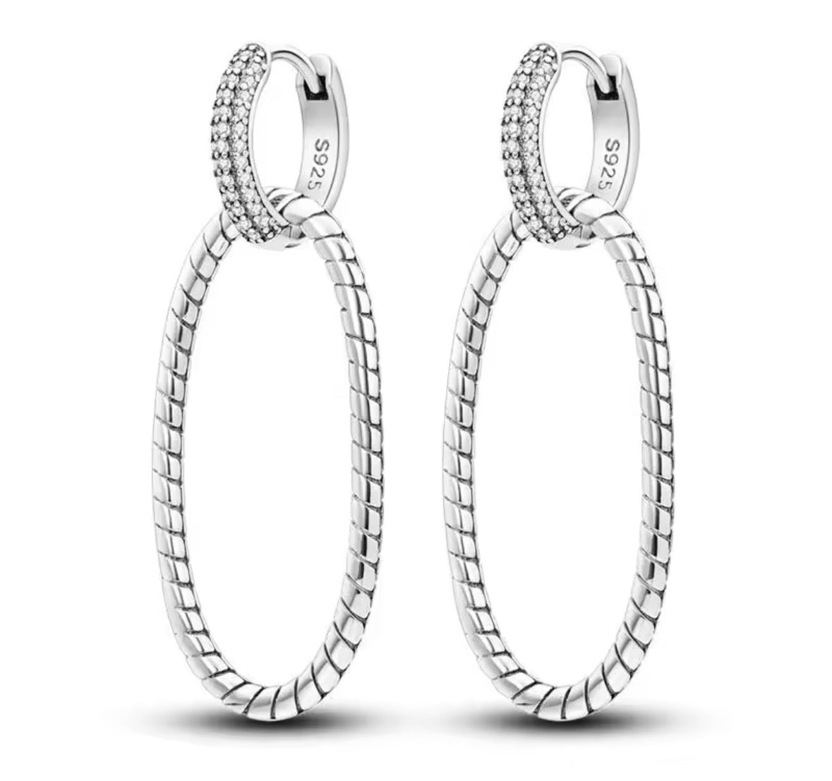 Aros doble circón ovalado