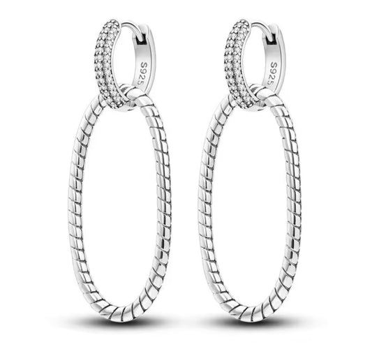 Aros doble circón ovalado