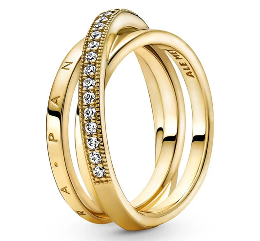 Anillo Entrelazado dorado con logo