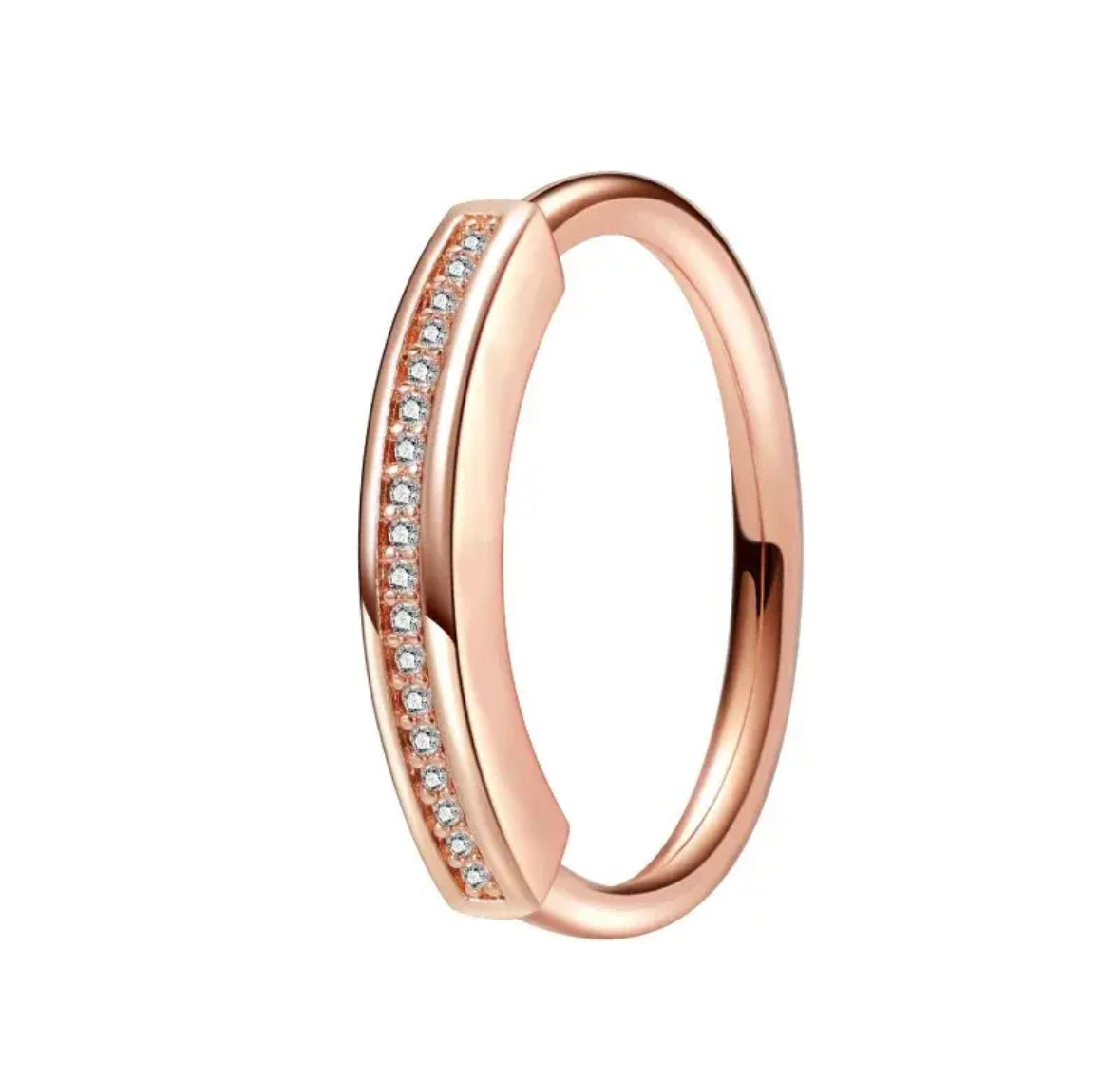 Anillo cintillo circones rose