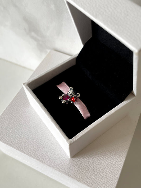 Osito corazón y rosa