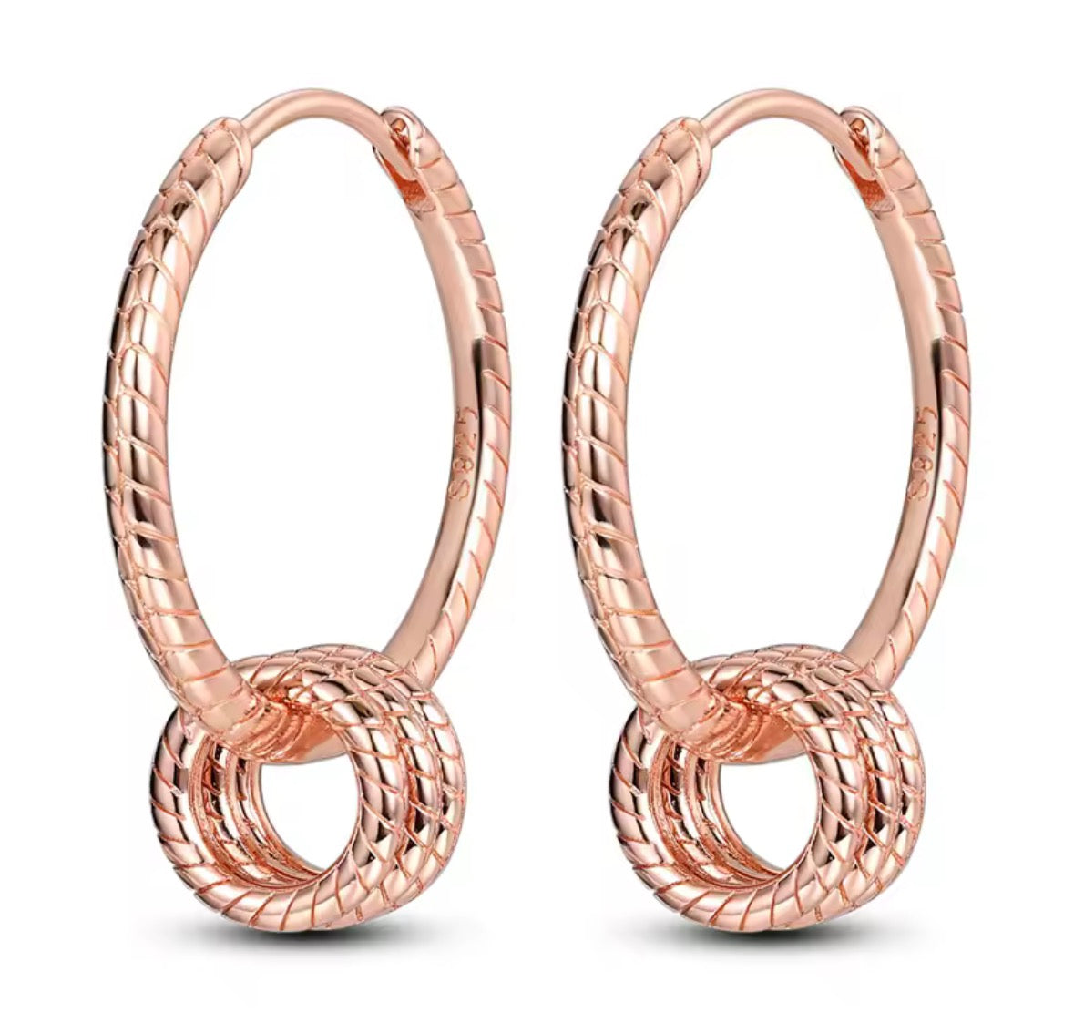 Argollas 3 círculos rose