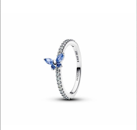 Anillo mariposa azul