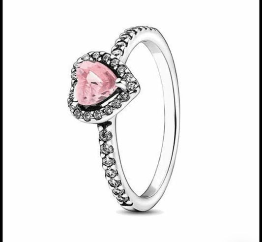 Anillo corazón rosado