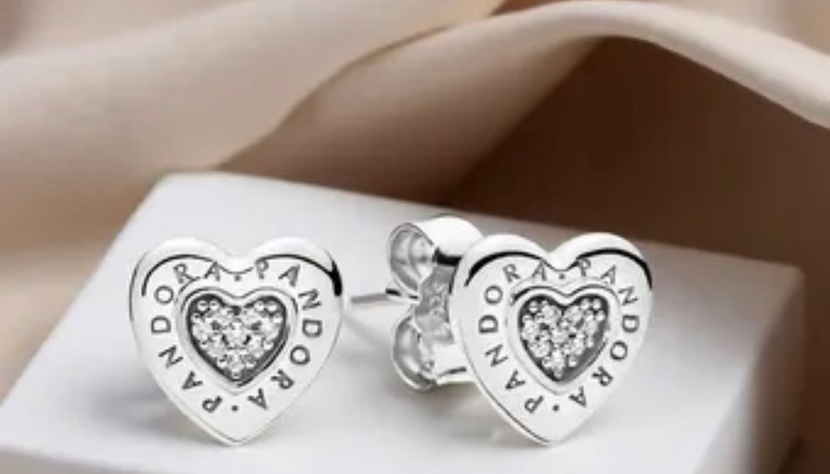Aros corazón logo plata
