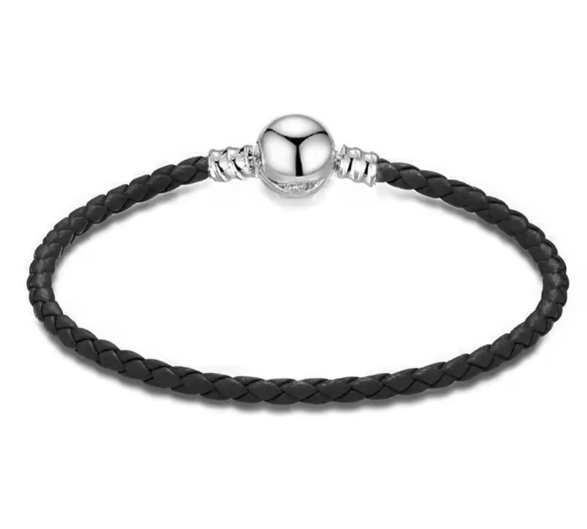 Pulsera negra cierre plata