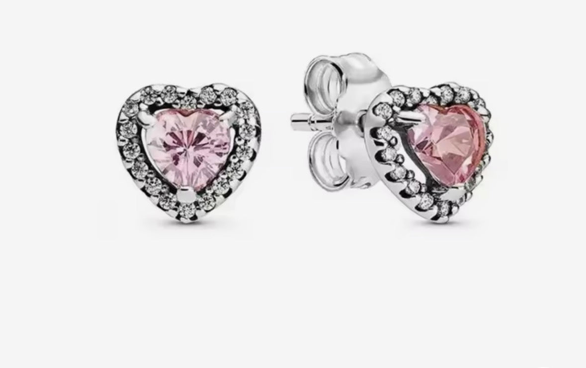 Aros corazón rosado circones