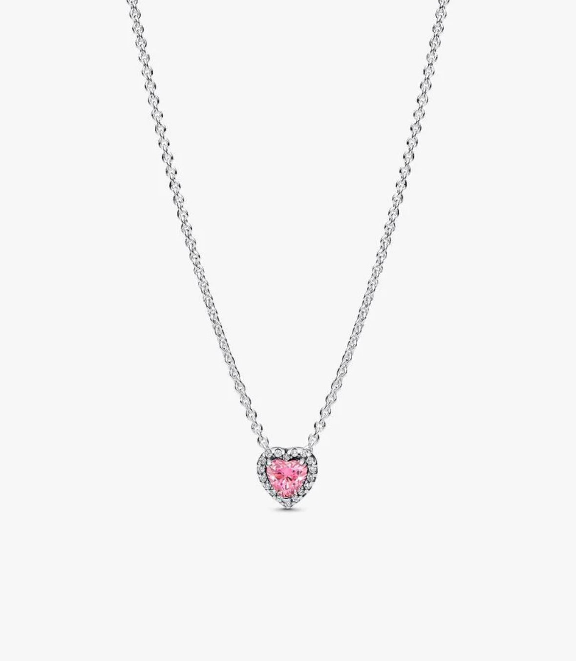 Collar corazón rosado circones