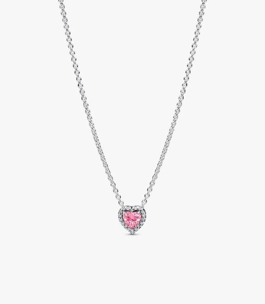 Collar corazón rosado circones