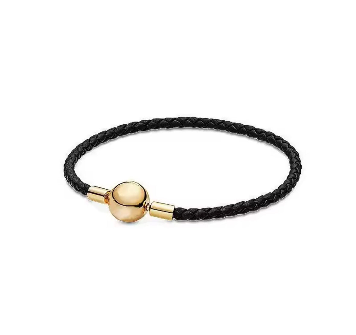 Pulsera negra cierre dorado