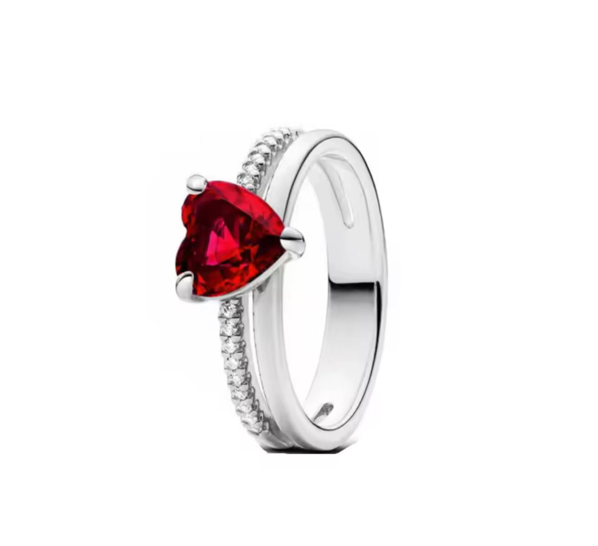Anillo corazón rojo circones