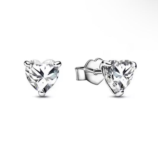 Aros corazón gema blanca