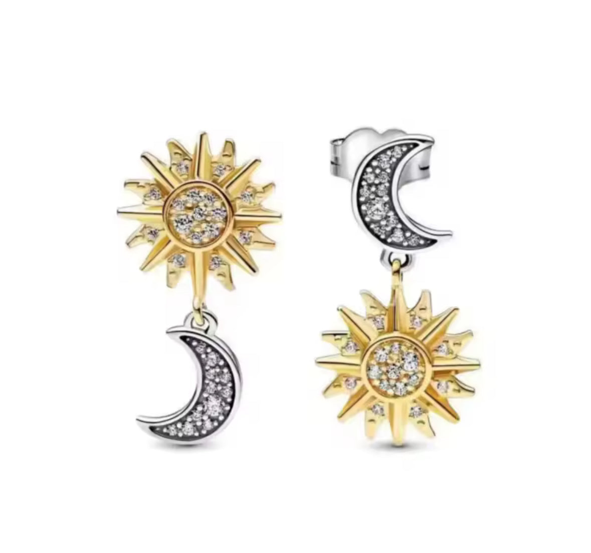 Aros sol y luna plata