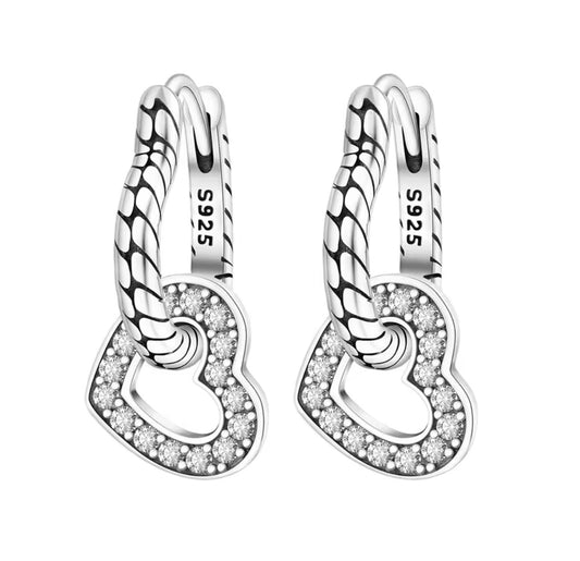 Aros doble corazones plata