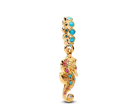 Caballo de mar dorado para pulsera eslabones