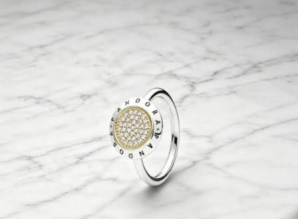 Anillo logo circones plata dorado