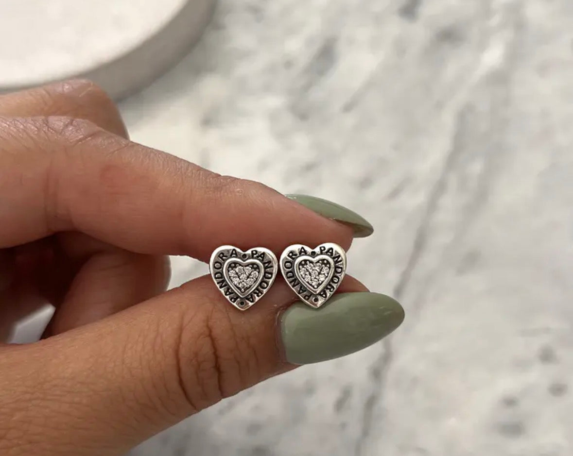Aros corazón logo plata
