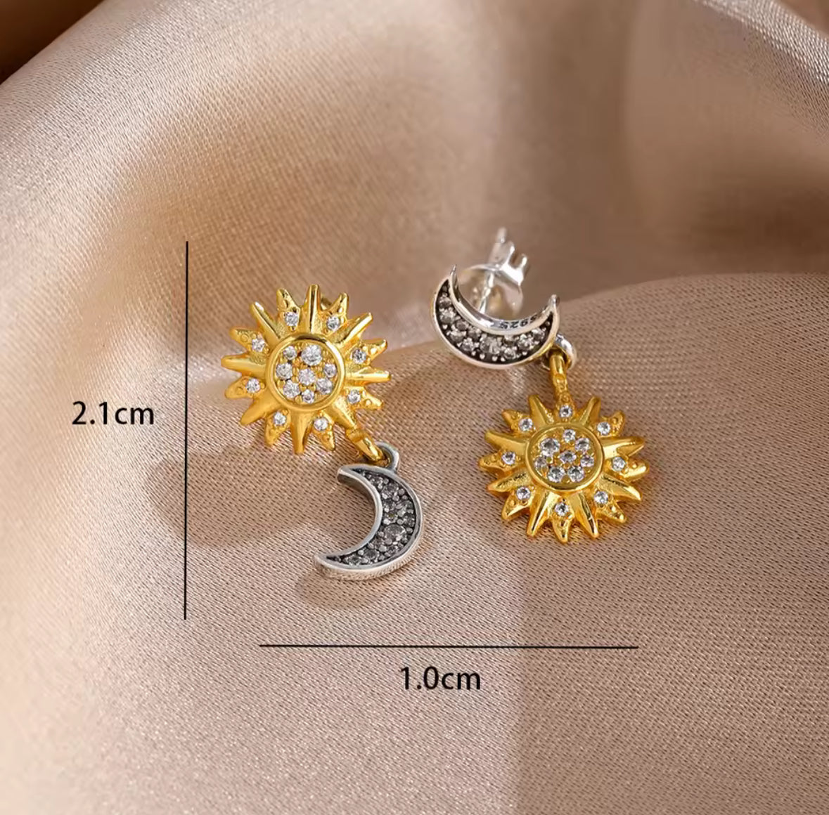Aros sol y luna plata
