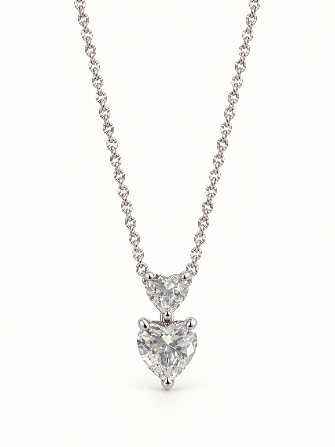 Collar corazón doble corazón diamante