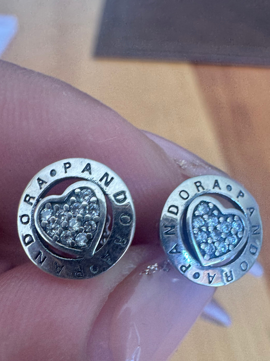 Aros círculo corazón plata con logo