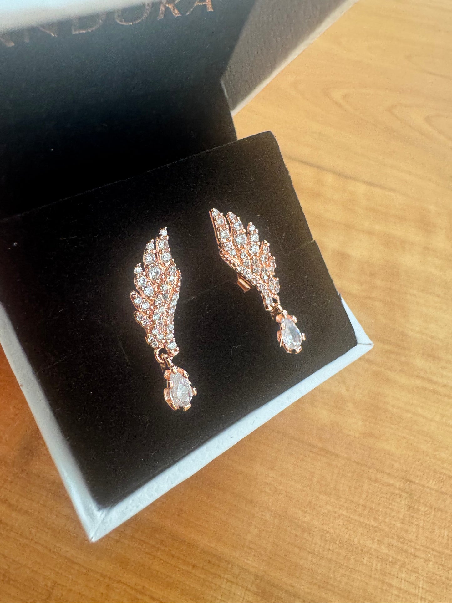 Aros alas diamantes rose