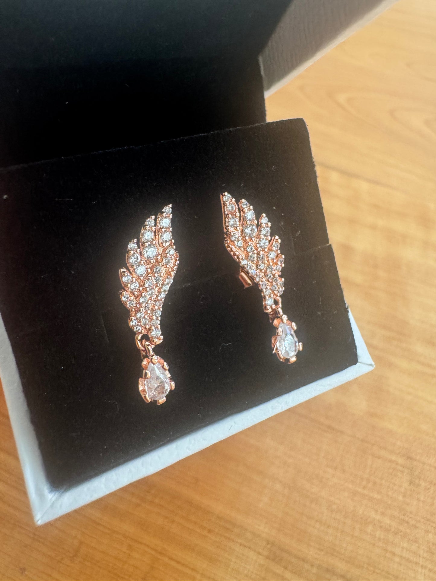 Aros alas diamantes rose